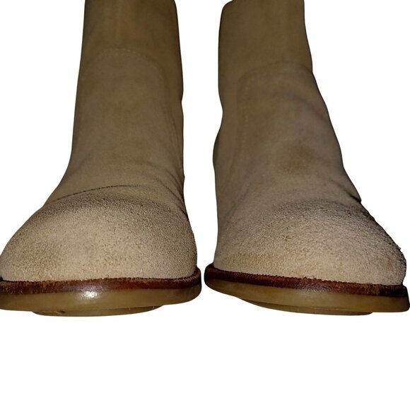 Sperry Top-Sider Beige/Gold Suede Ankle Booties Streetwear Block Heel Women 7.5 - Picture 10 of 13